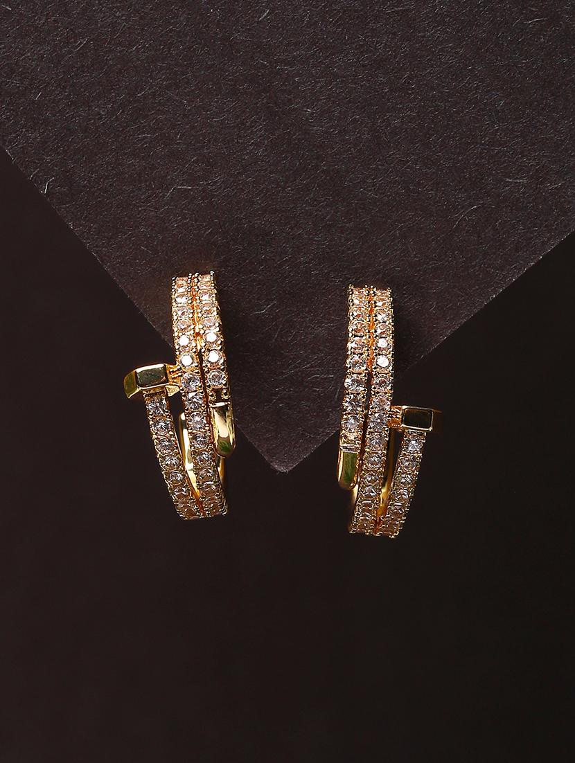 women stone studded hoop earrings - 21750835 - Standard Image - 1