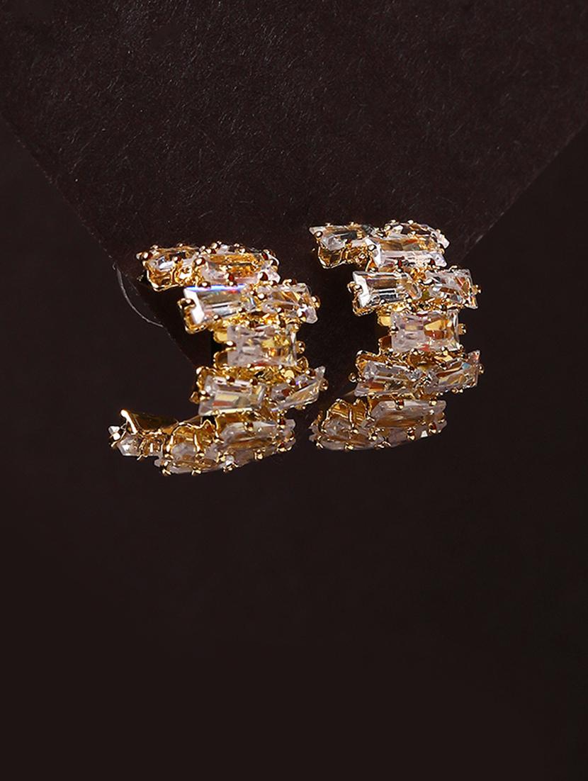 women stone studded hoop earrings - 21750837 -  Standard Image - 1