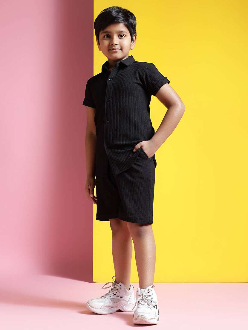 boys solid short sleeves co-ords set - 21750847 -  Standard Image - 1