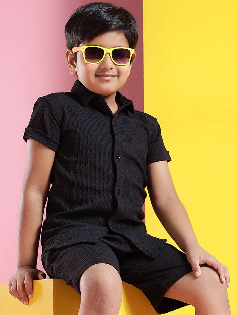 boys solid short sleeves co-ords set - 21750847 -  Standard Image - 4