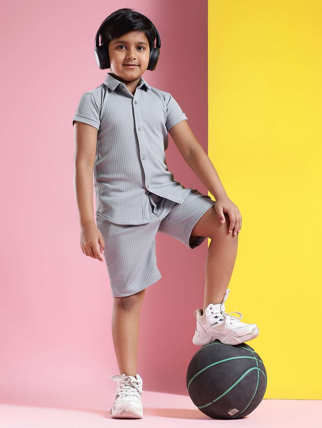 boys solid short sleeves co-ords set - 21750858 -  Standard Image - 1