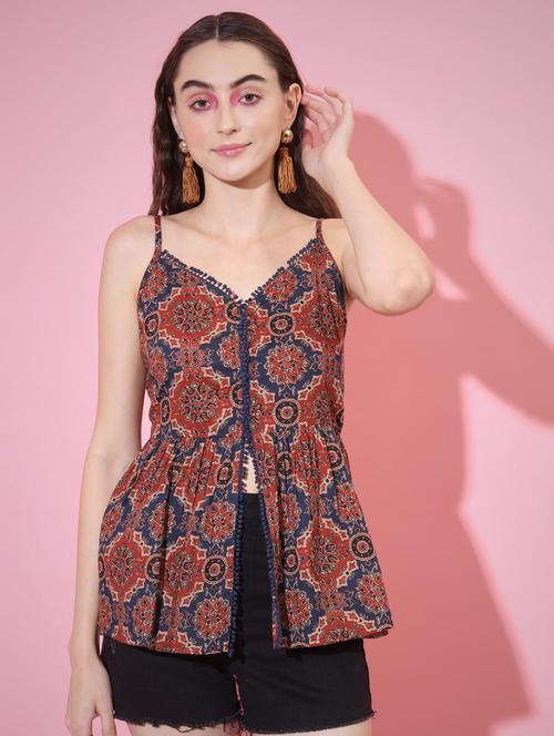 women printed sweetheart neck top - 21750969 -  Standard Image - 0