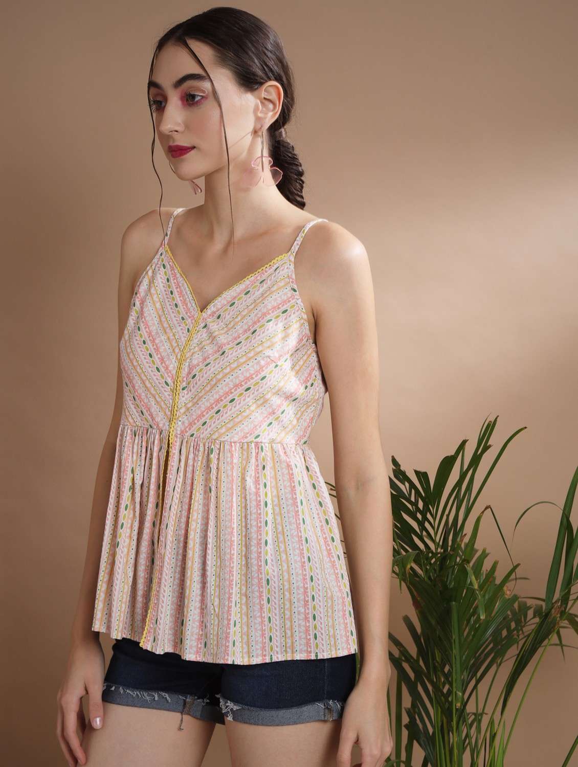 women multi color printed sweetheart neck top - 21750972 -  Standard Image - 1