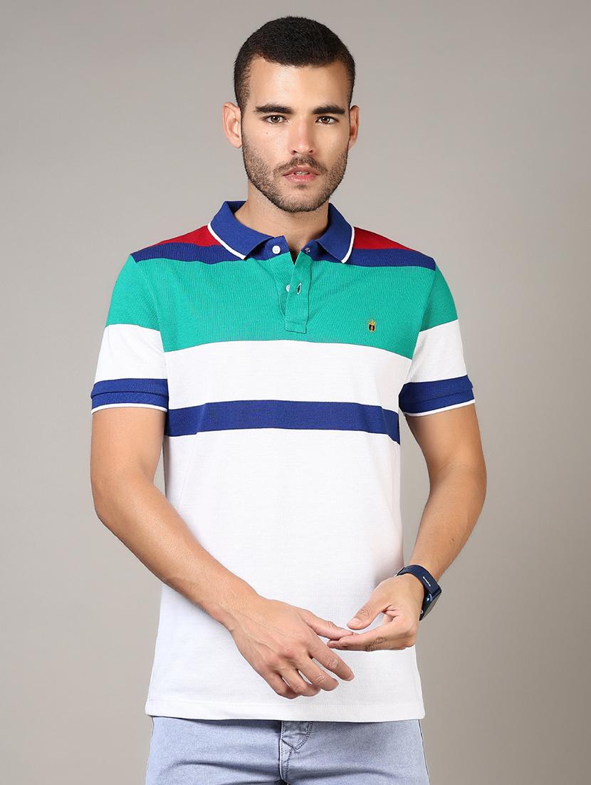 men striped short sleeve regular fit polo t-shirt - 21753391 - Standard Image - 1