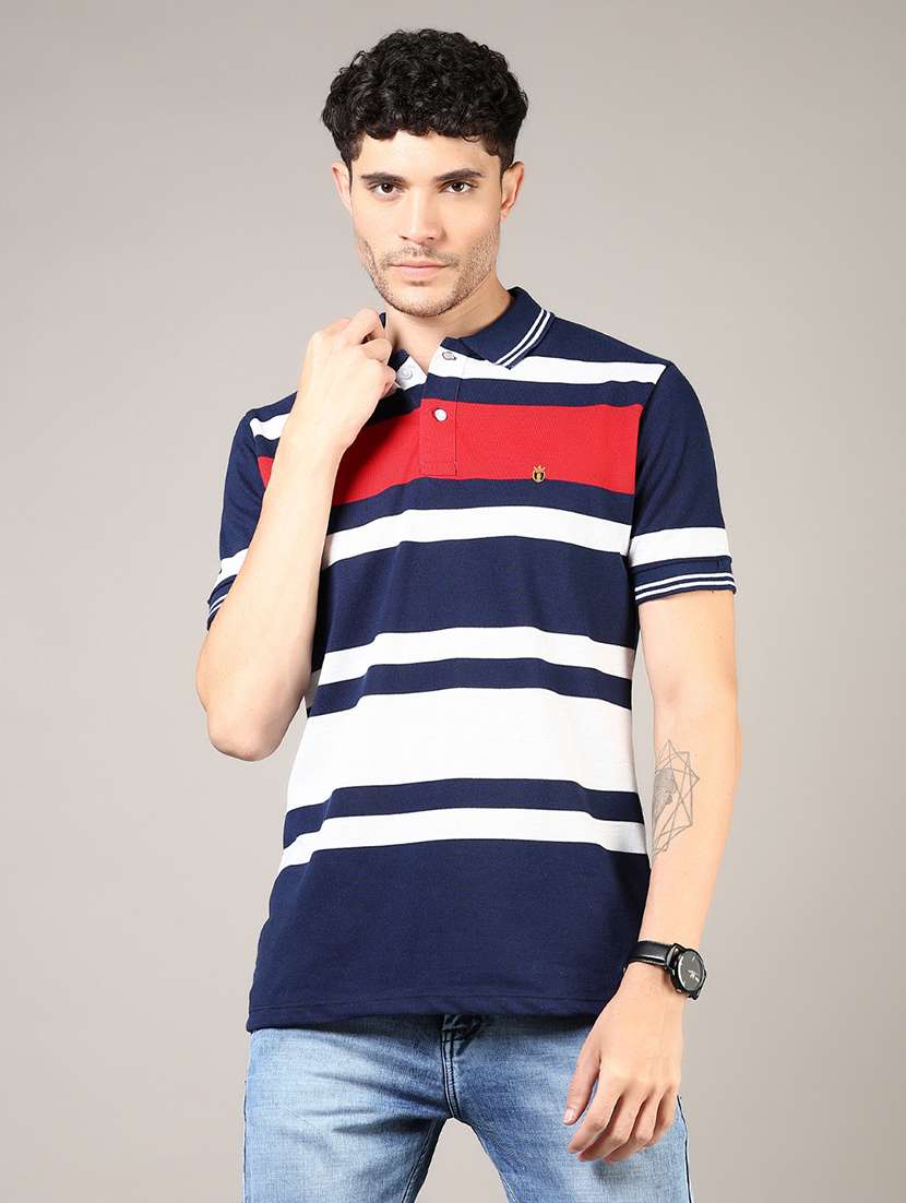 men striped short sleeve regular fit polo t-shirt - 21753392 -  Standard Image - 1