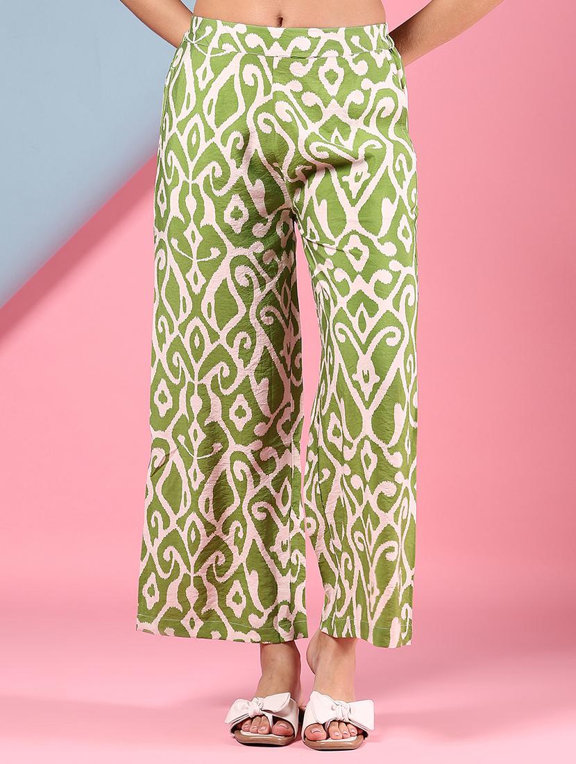 women neo mint printed mid rise straight palazzo - 21753407 -  Zoom Image - 0