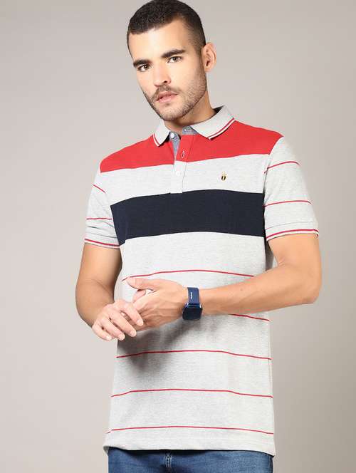 men striped short sleeve regular fit polo t-shirt - 21753434 - Standard Image - 0