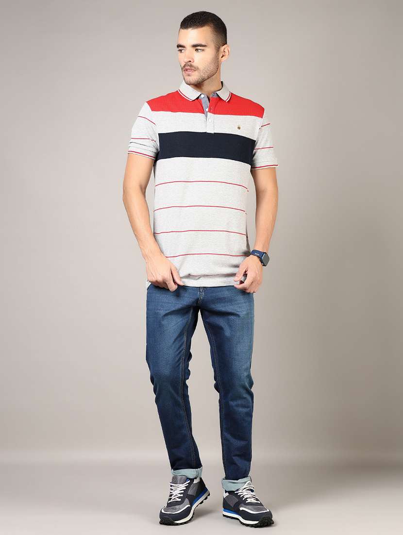 men striped short sleeve regular fit polo t-shirt - 21753434 - Standard Image - 4