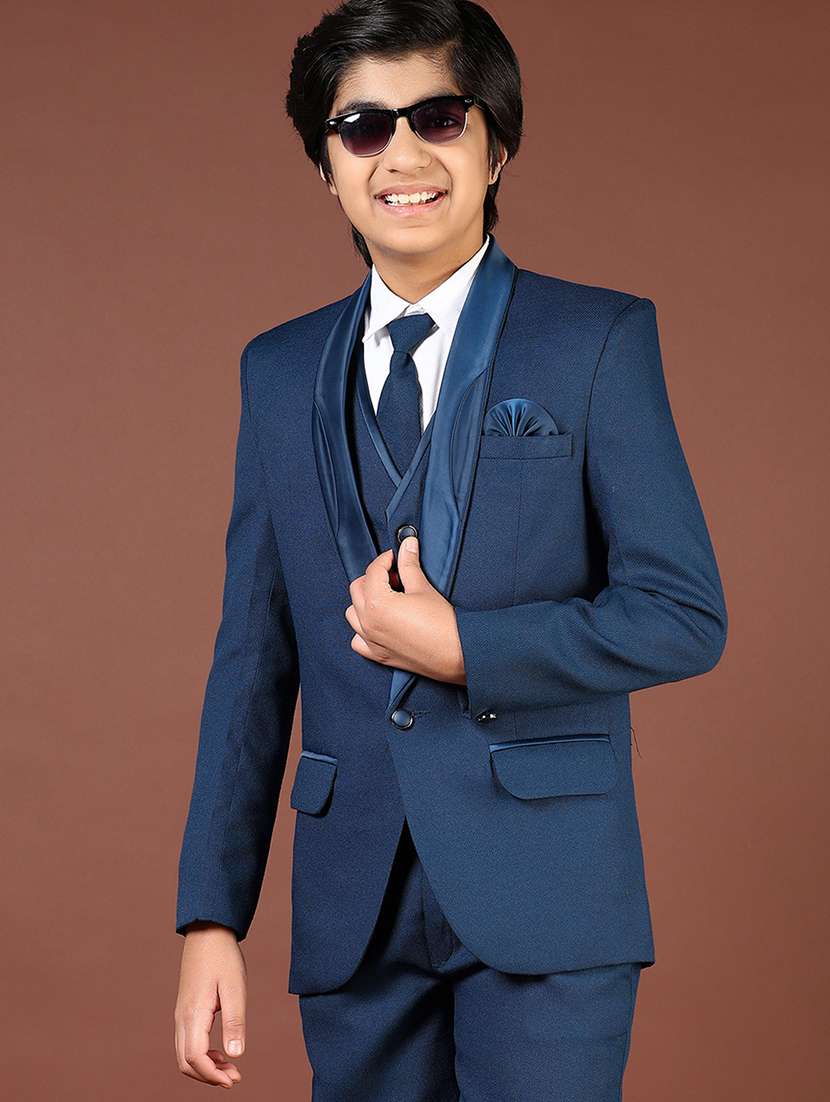 boys solid shirt and trouser with blazer - 21753438 -  Standard Image - 1
