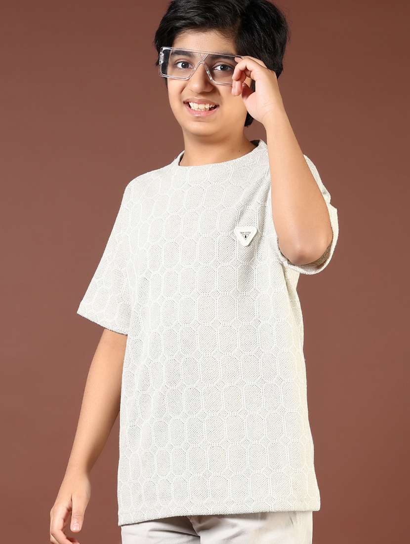 boys self design short sleeve t-shirt
