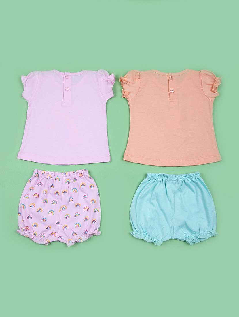girls pack of 2 printed t-shirt & bloomer twin set - 21753485 -  Standard Image - 1