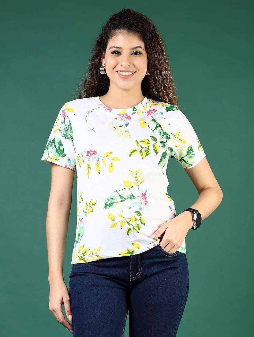 women floral print short sleeve regular t-shirt - 21753579 -  Standard Image - 1