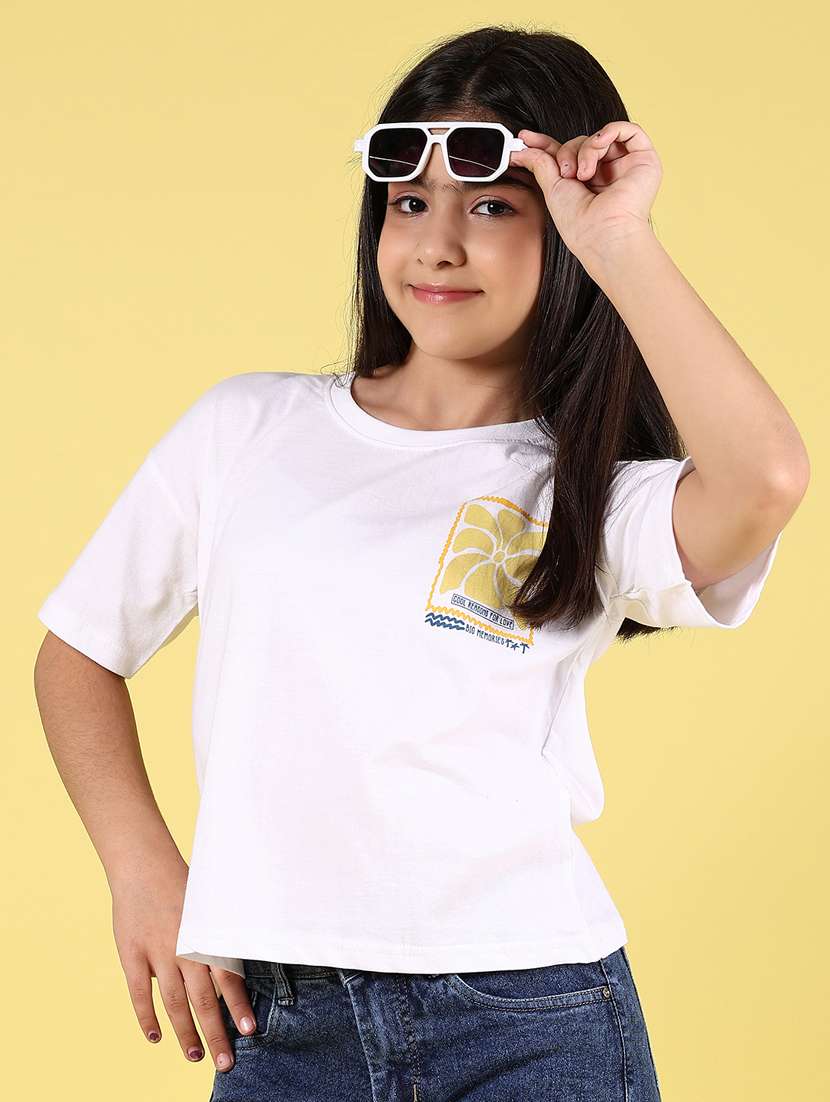 girls back printed short sleeves tee