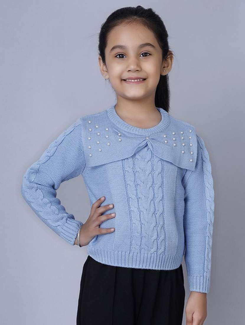 girls self designed long sleeves sweater