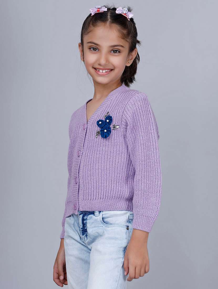 girls self designed long sleeves cardigan