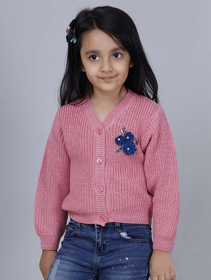 girls self designed long sleeves sweater