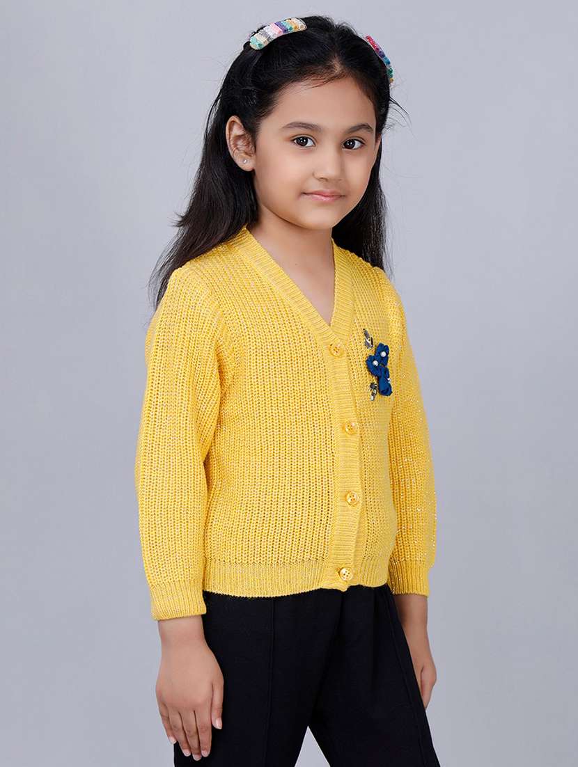 girls self designed long sleeves sweater