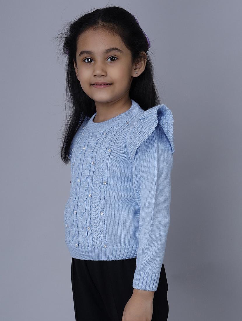 girls self designed long sleeves sweater - 21761922 - Standard Image - 1