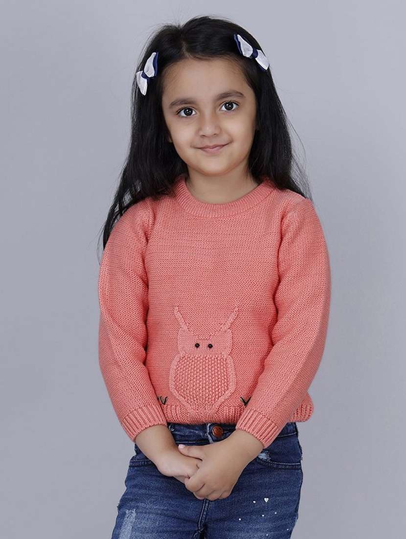 girls self designed long sleeves sweater