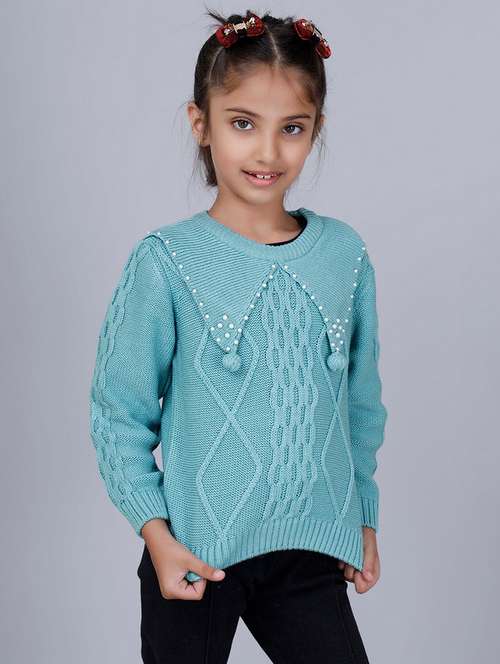 girls self designed long sleeves sweater - 21761926 -  Standard Image - 0