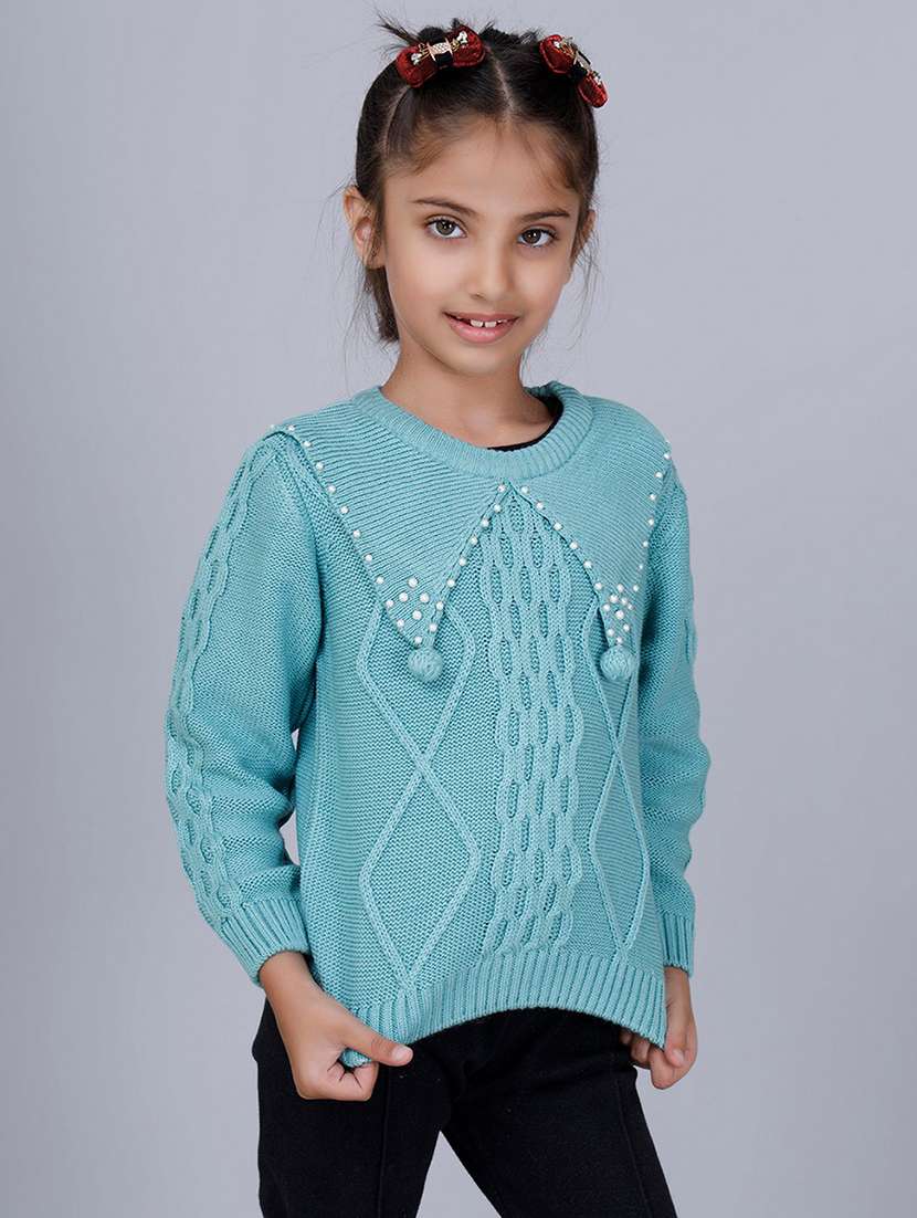 girls self designed long sleeves sweater