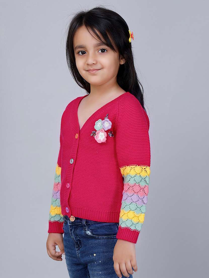 girls self designed long sleeves sweater
