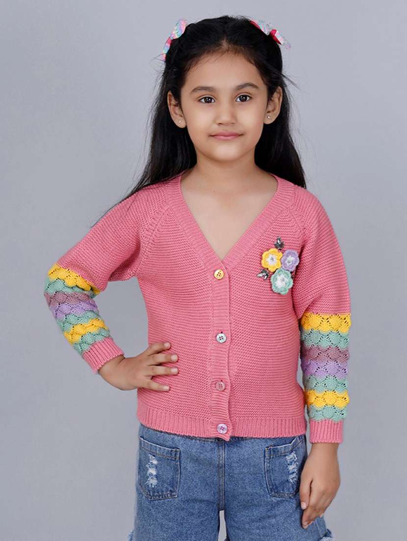 girls self designed long sleeves sweater