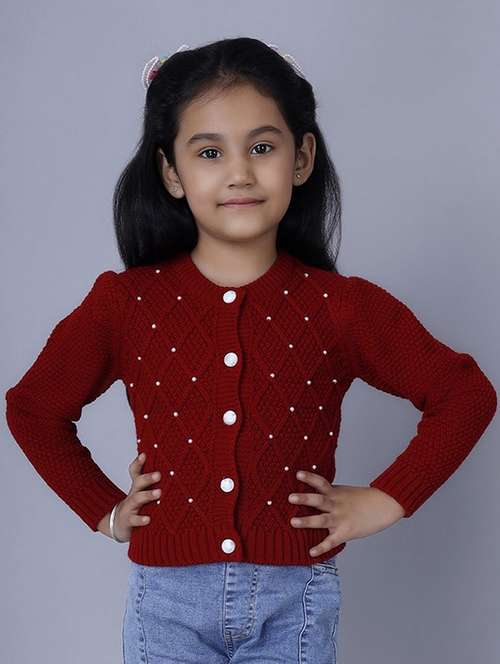 girls self designed embellished long sleeves sweater - 21761933 -  Standard Image - 0
