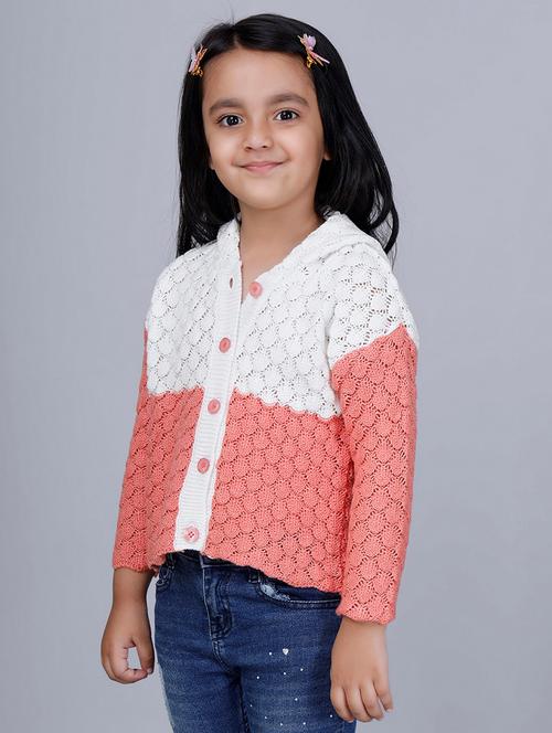 girls self designed long sleeves hooded sweater - 21761936 - Standard Image - 0