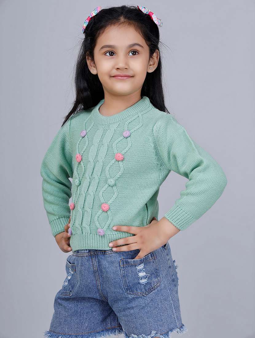 girls self designed long sleeves sweater