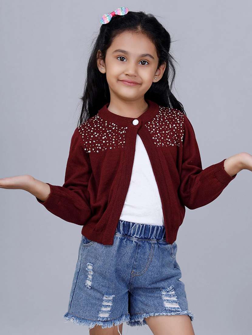 girls emebllished long sleeves sweater