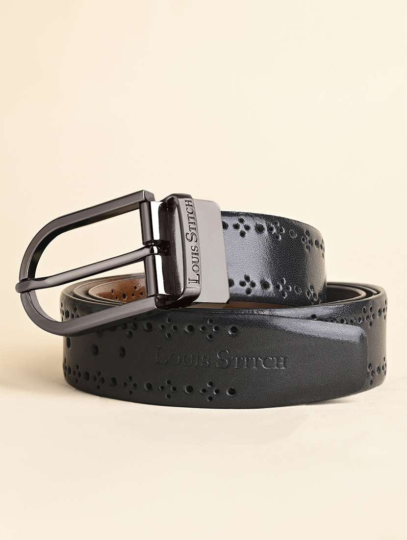 men pin buckle reversible leather belt