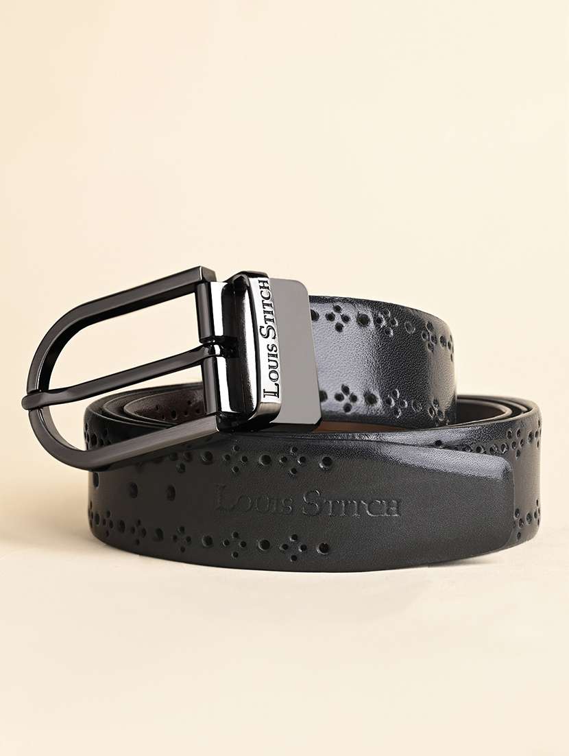 men pin buckle reversible leather belt