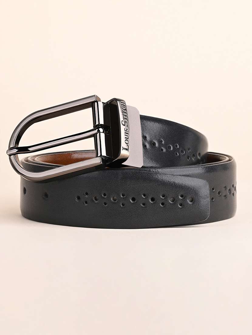 men pin buckle reversible leather belt