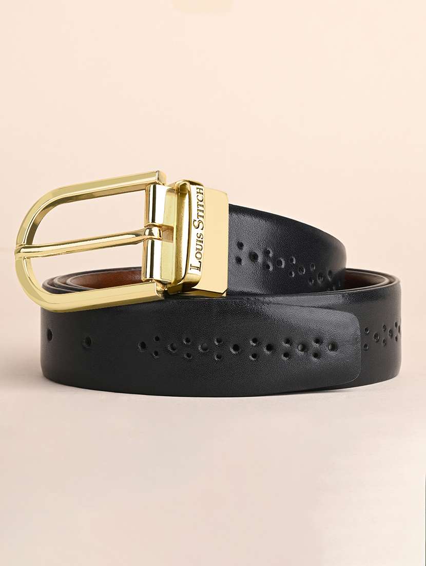 men pin buckle reversible leather belt