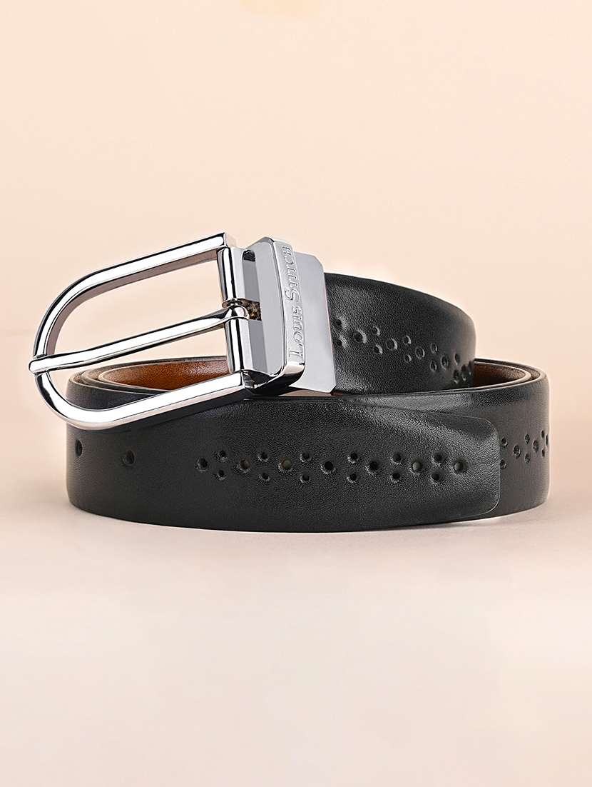 men pin buckle reversible leather belt