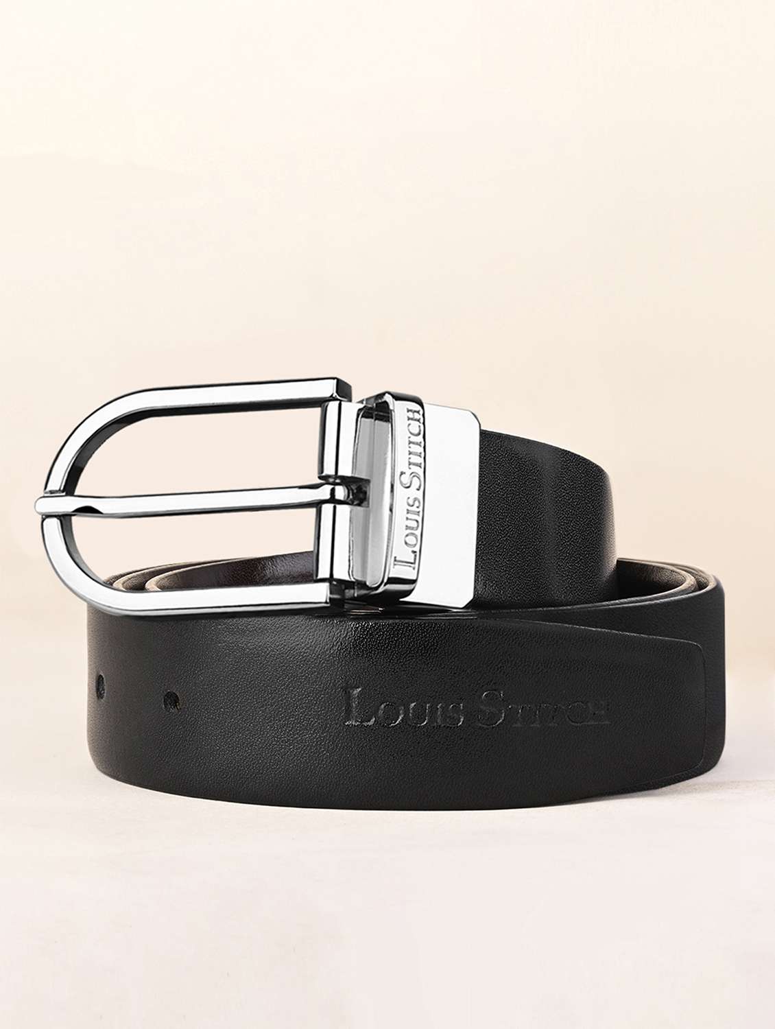 men pin buckle reversible leather belt