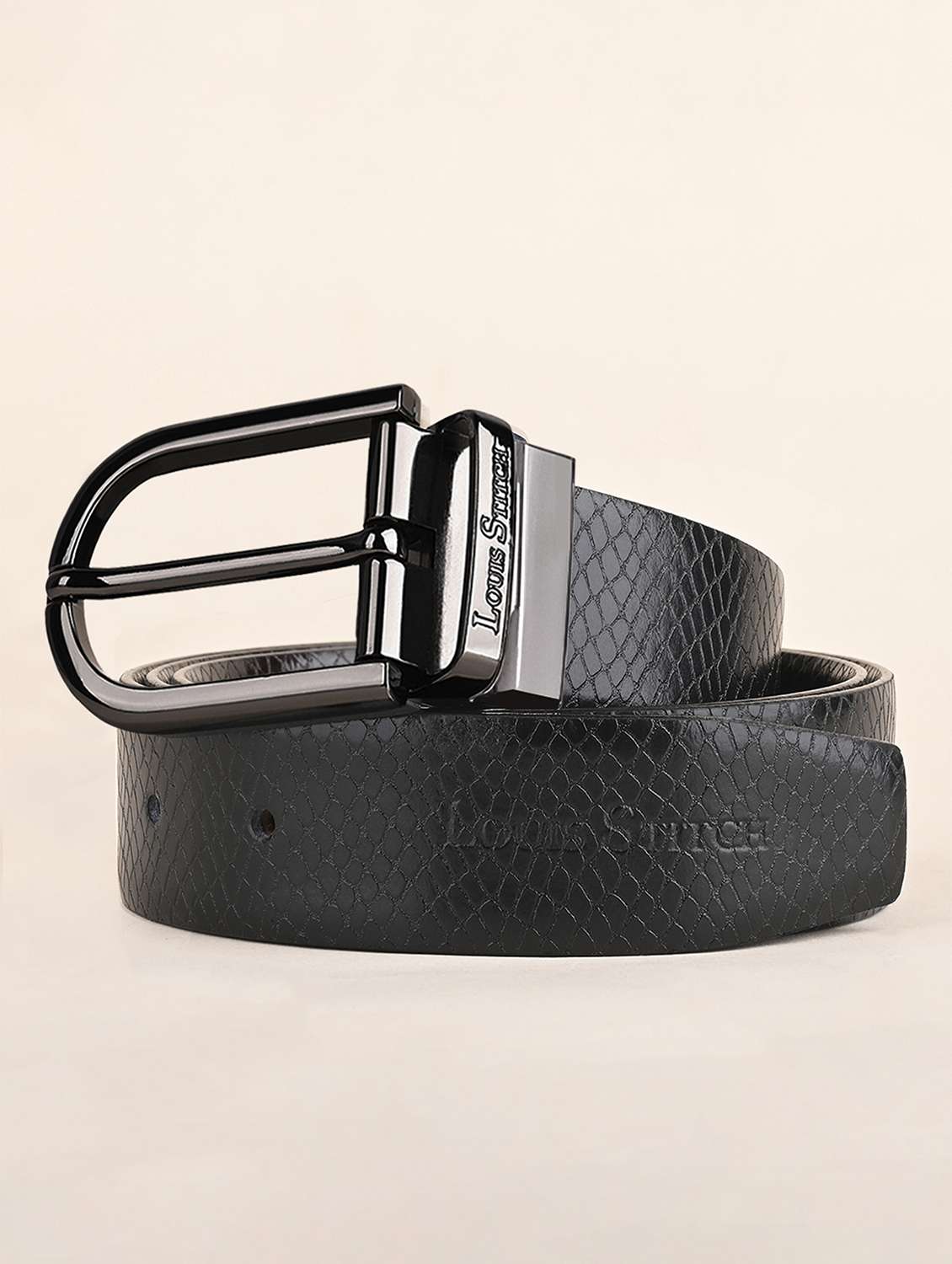 men pin buckle reversible leather belt