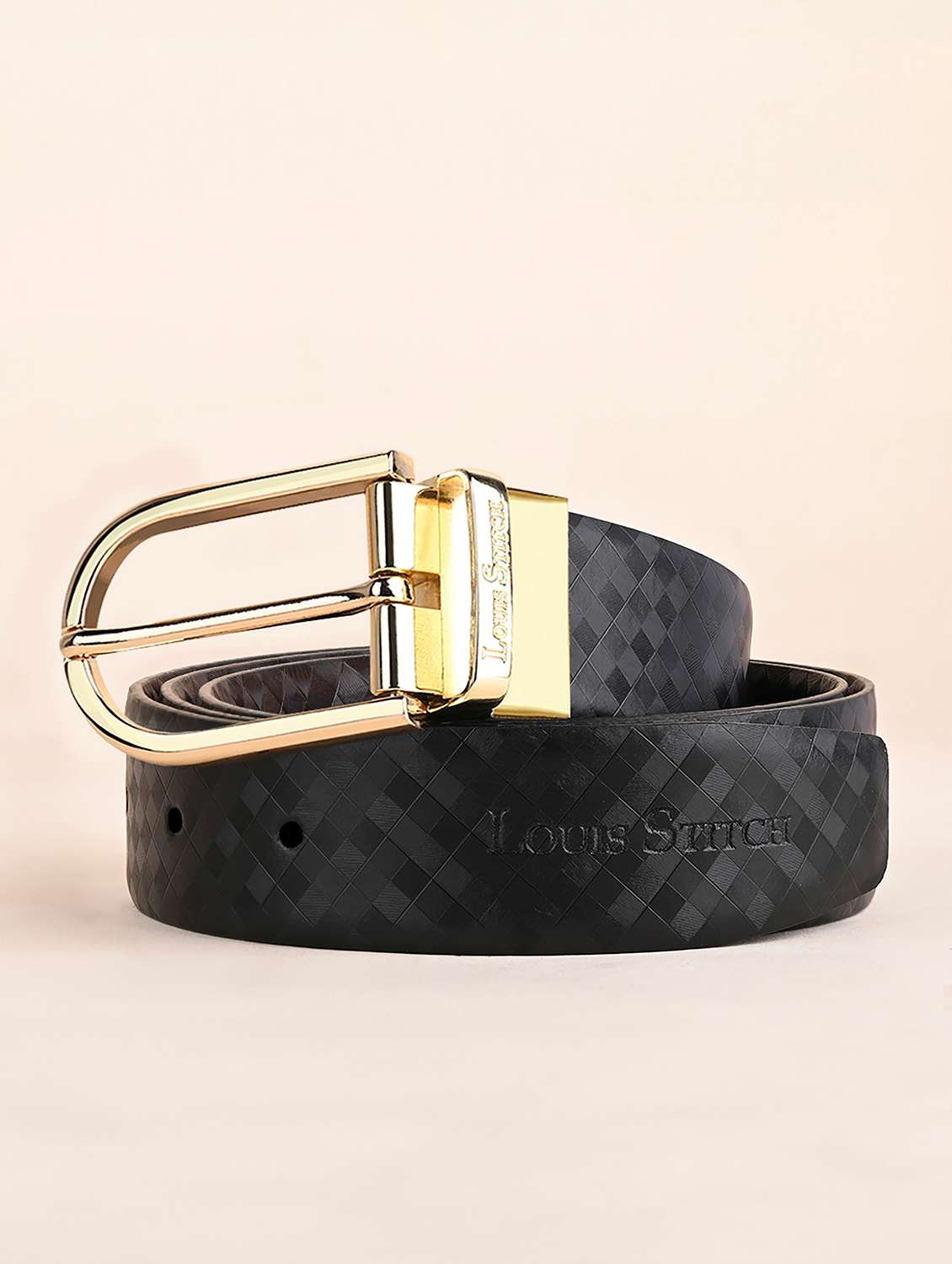 men pin buckle reversible leather belt