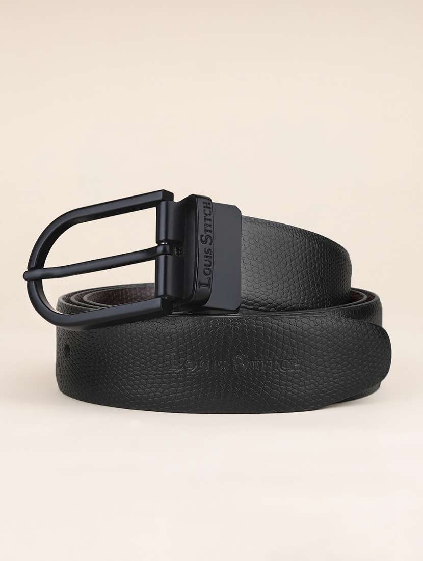 men pin buckle reversible leather belt