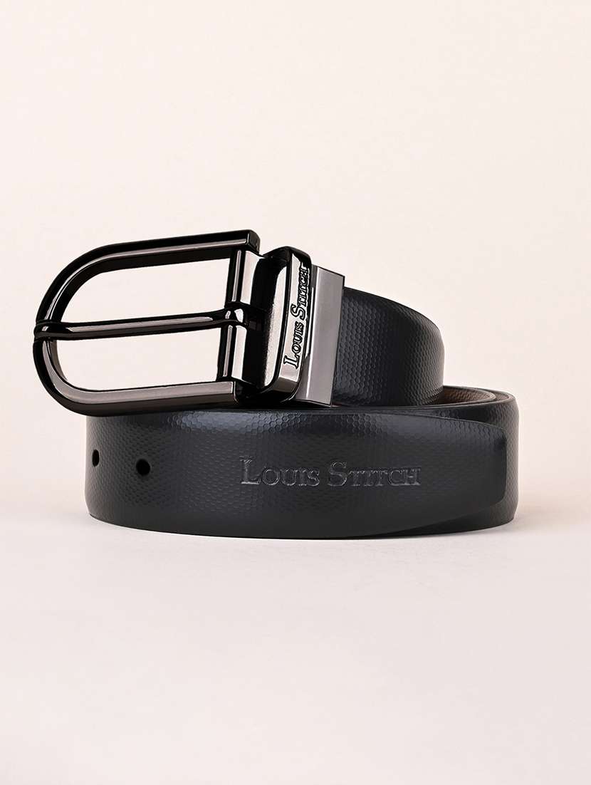 men pin buckle reversible leather belt