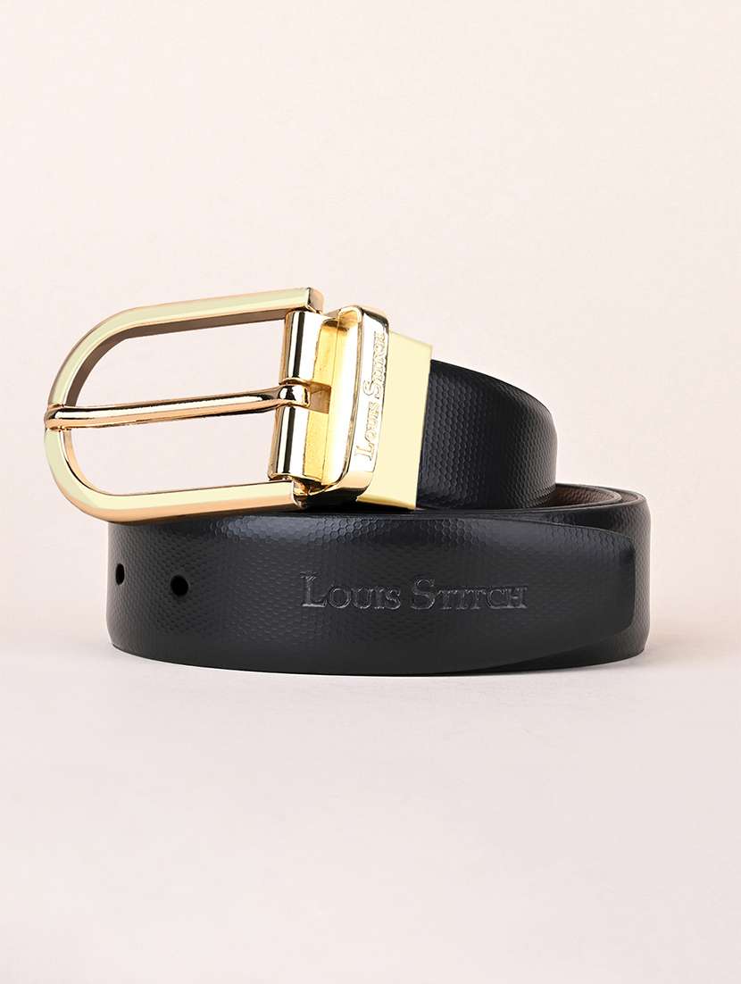 men pin buckle reversible leather belt