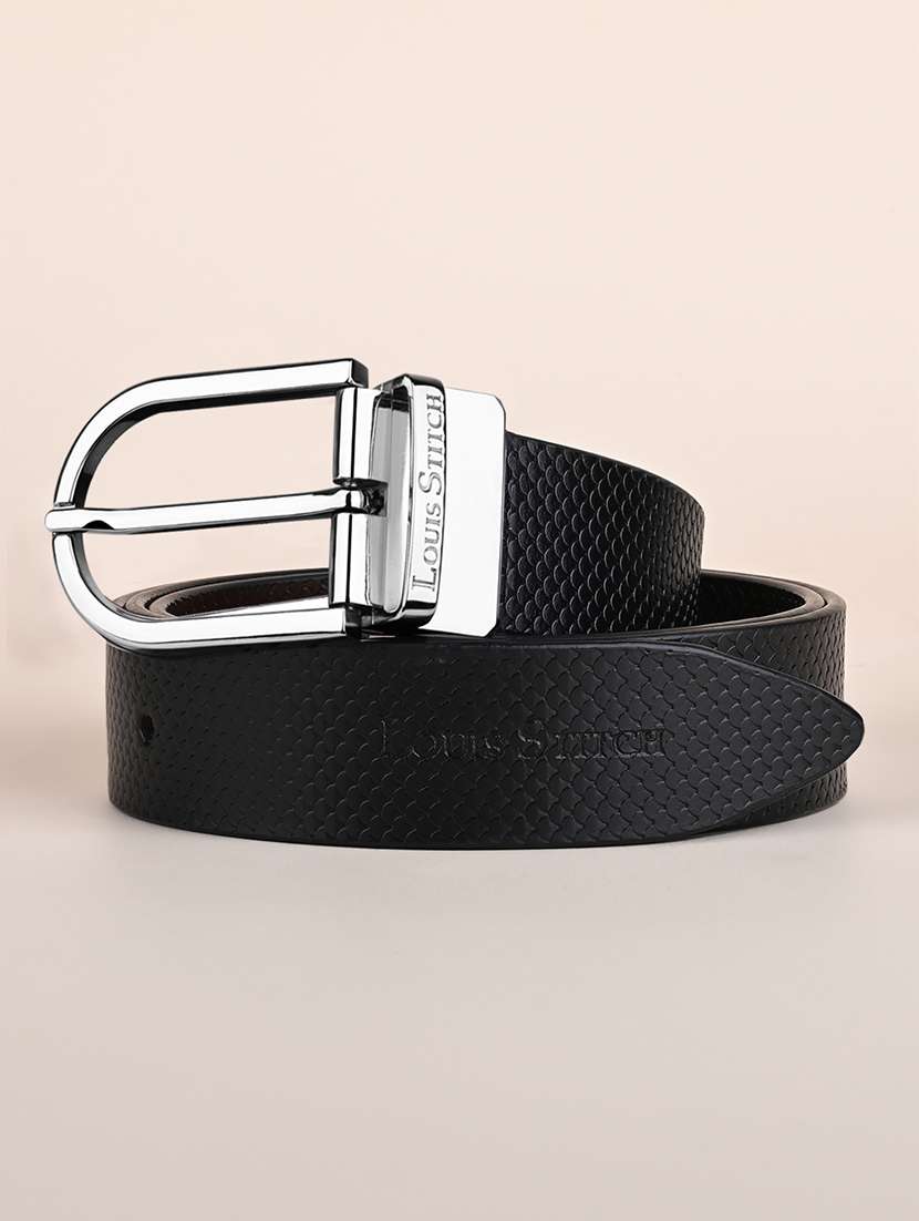 men textured pin buckle belt