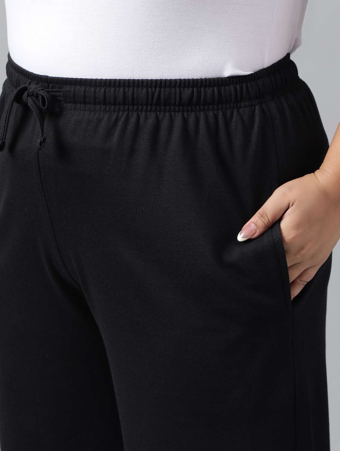 women plus size solid mid rise track pant - 21762231 -  Standard Image - 4