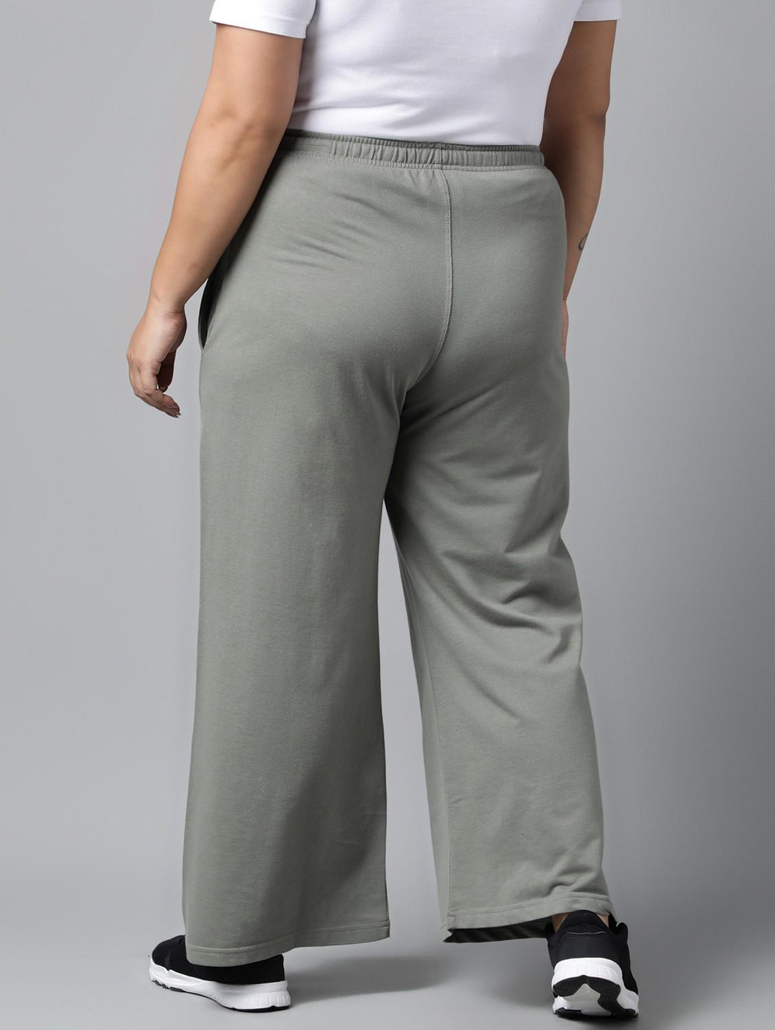 women plus size solid mid rise track pant - 21762232 -  Standard Image - 1