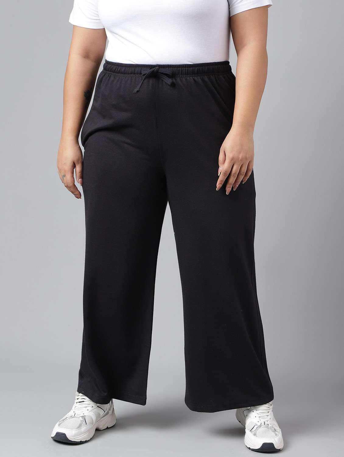 women plus size solid mid rise track pant - 21762234 - Zoom Image - 0
