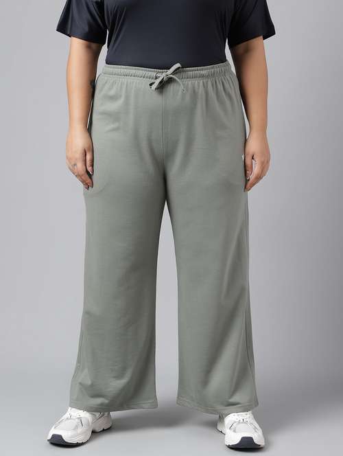 women plus size solid mid rise track pant - 21762240 -  Standard Image - 0
