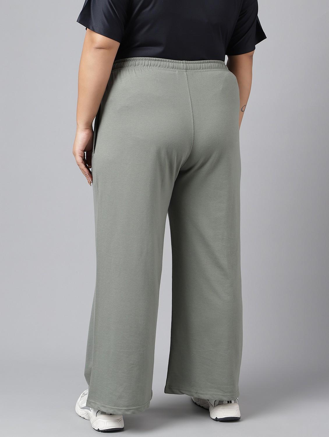 women plus size solid mid rise track pant - 21762240 -  Standard Image - 1