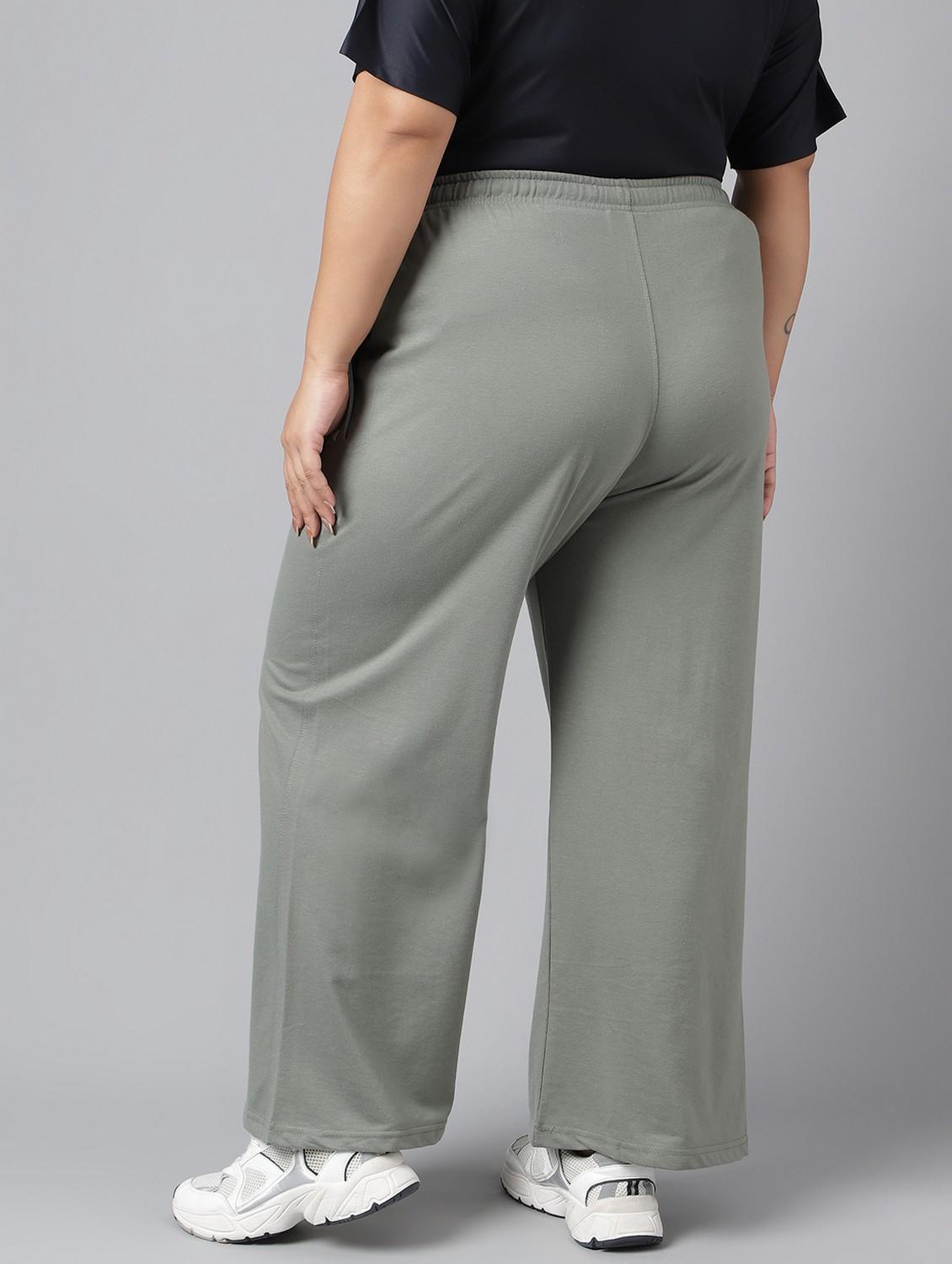 women plus size solid mid rise track pant - 21762244 -  Standard Image - 1