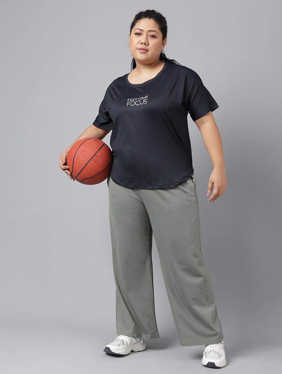 women plus size solid mid rise track pant - 21762245 -  Standard Image - 1